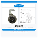 Bobrick 4369-20 Lock & Key — Replacement for B-4369, B-9262, B-9890