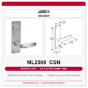 Corbin Russwin ML2080 CSN Half Active Dummy Trim | Grade 1 Commercial