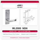 Corbin Russwin ML2080 NSN Half Active Dummy Trim | Grade 1 Commercial