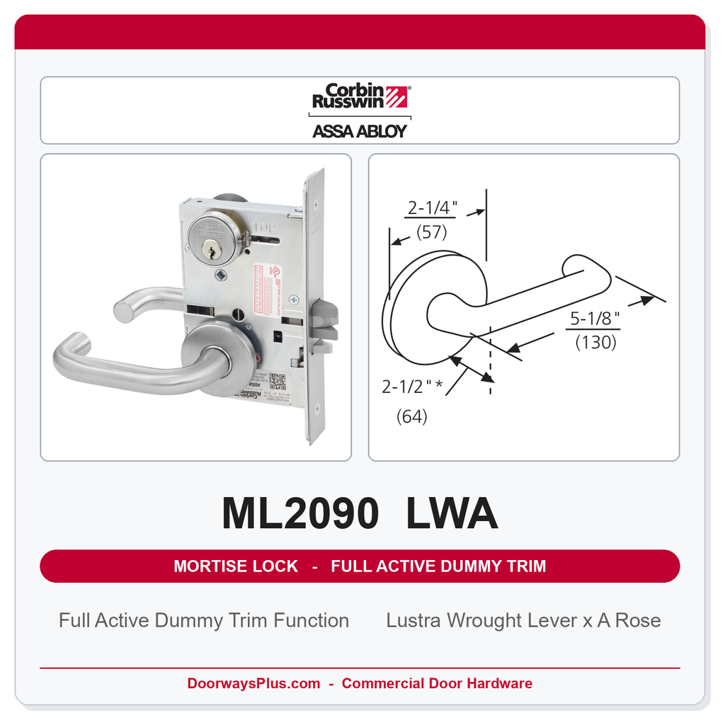 Corbin Russwin ML2090 LWA Full Active Dummy Trim | Grade 1 Commercial