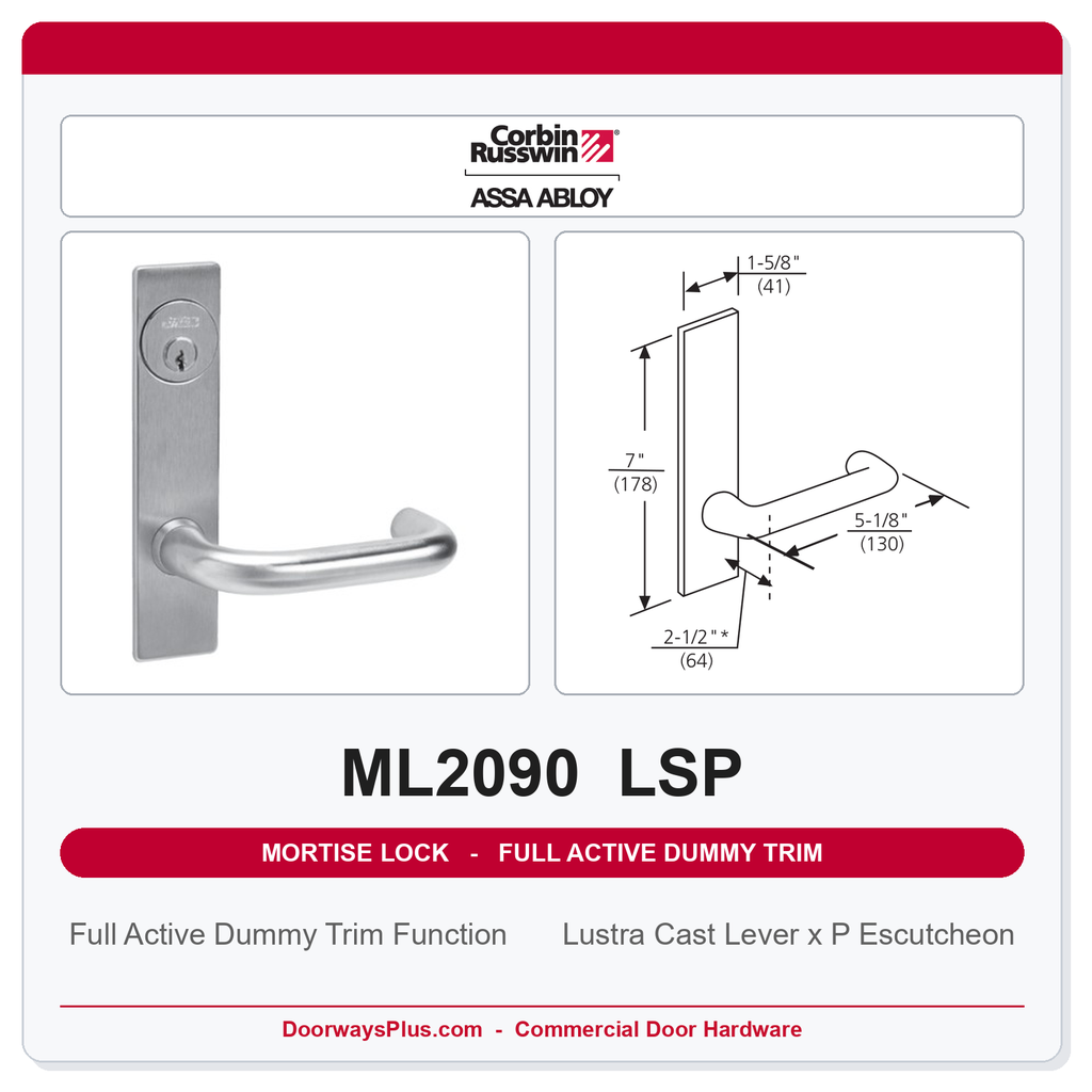 Corbin Russwin ML2090 LSP Full Active Dummy Trim | Grade 1 Commercial