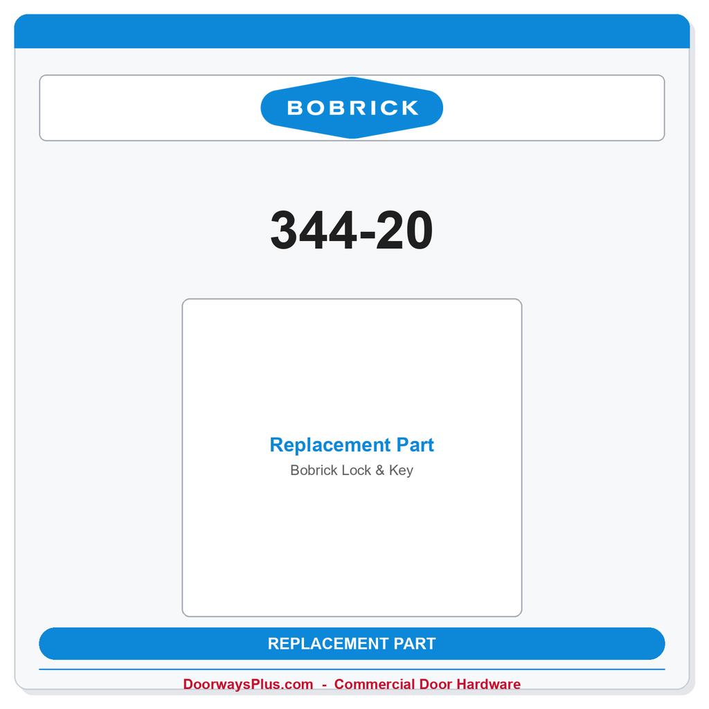 Bobrick 344-20 Lock & Key — Factory Replacement Part