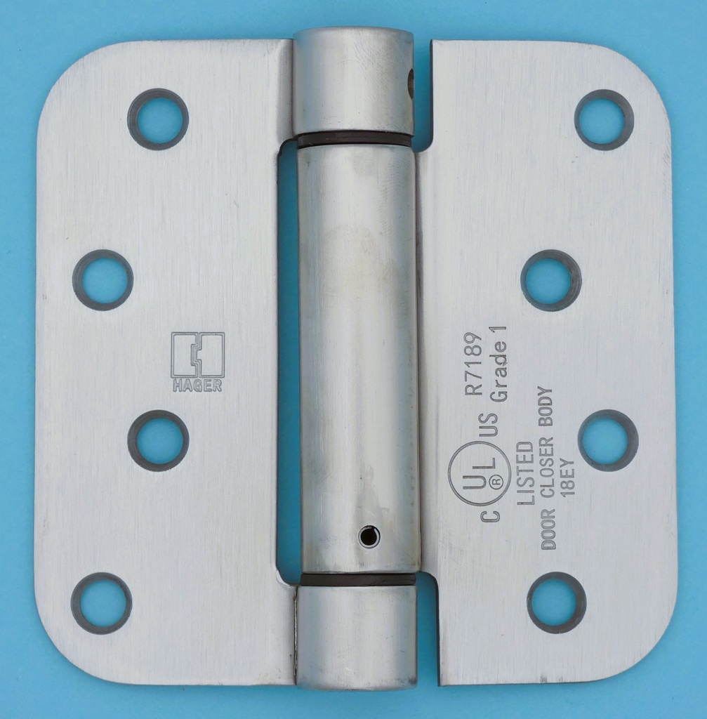 Hager 1762 4x4 Stainless Steel Spring Hinge | US32D Satin | 5/8" Radius
