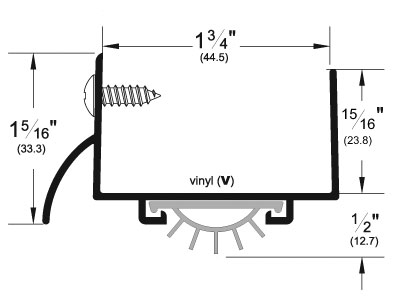 Pemko 216AV-36" Vinyl Door Bottom with Rain Drip - Aluminum