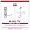 Corbin Russwin ML2022 ESN Store Door Mortise Lockset | Grade 1 Commercial