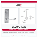 Corbin Russwin ML2072 LSN Classroom Intruder Mortise Lockset | Grade 1 Commercial