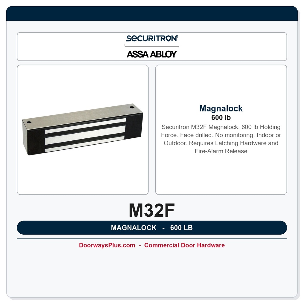 Securitron M32F Magnalock 600 lb | Face drilled