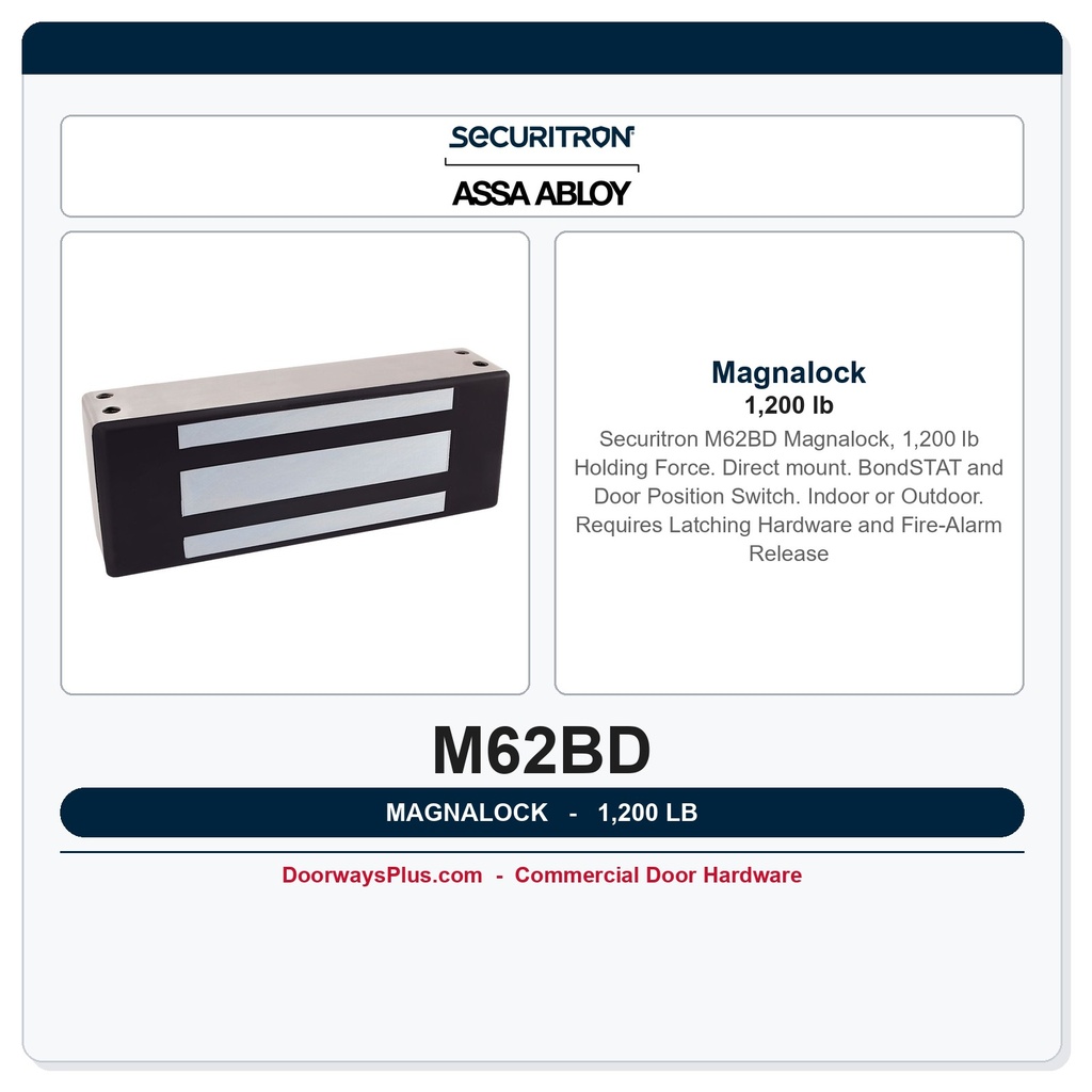 Securitron M62BD Magnalock 1,200 lb | Direct mount