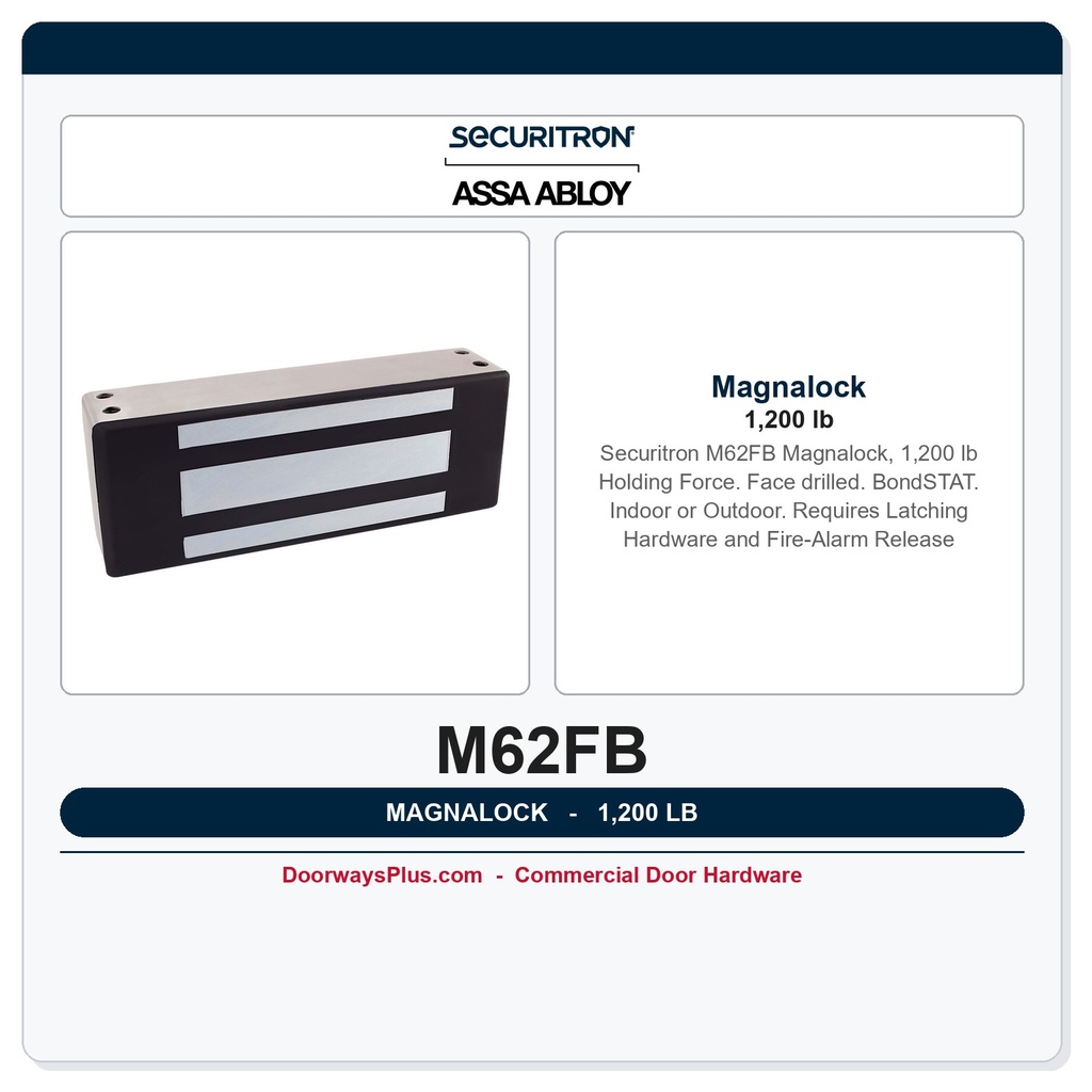 Securitron M62FB Magnalock 1,200 lb | Face drilled