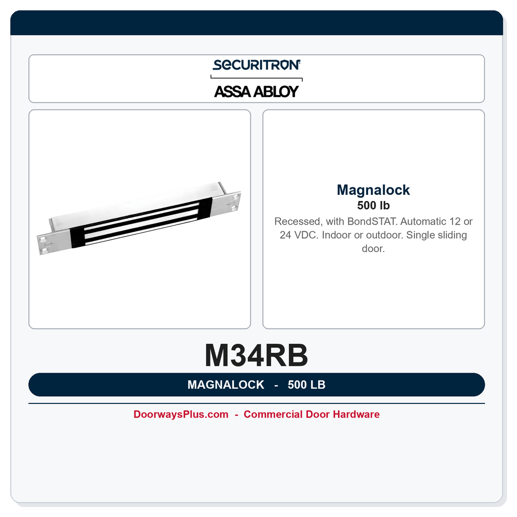 Securitron M34RB Magnalock 500 lb | Recessed, with BondSTAT