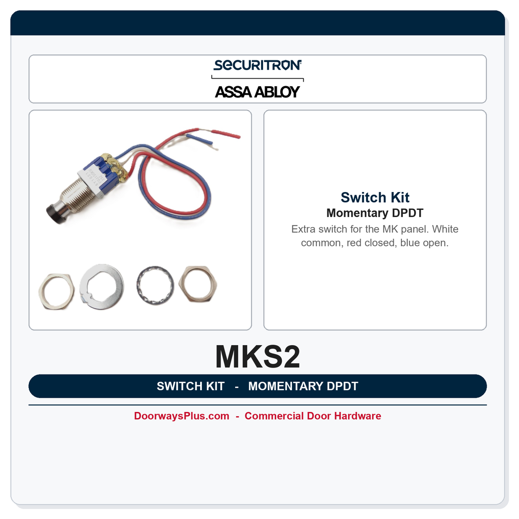 Securitron MKS2 Mortise Keyswitch - Replacement DPDT Switch Kit, Momentary