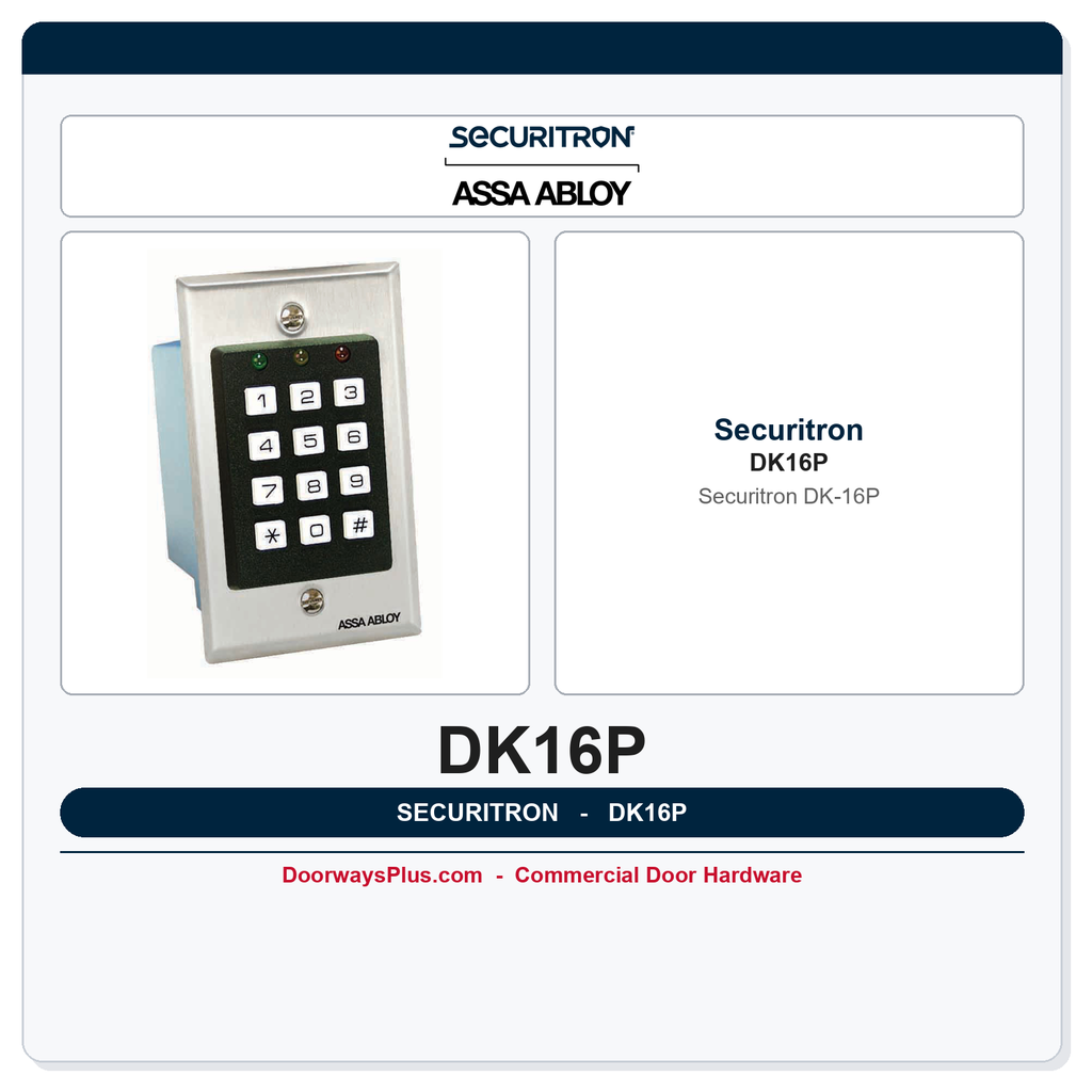 Securitron DK-16P Digital Keypad - Keypad Only, Indoor, Single Gang