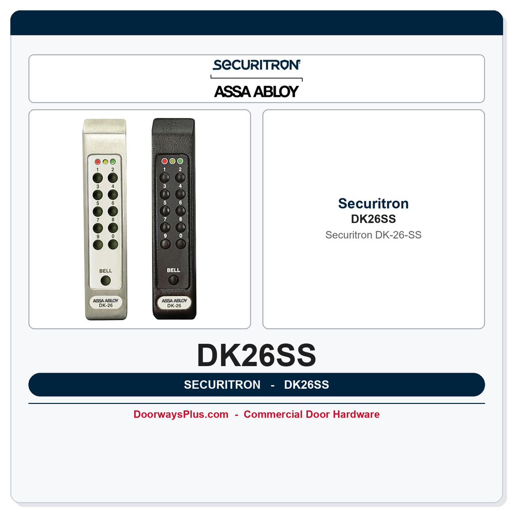 Securitron DK-26 Digital Keypad Controller – Narrow Stile, Weatherproof, Stainless Steel