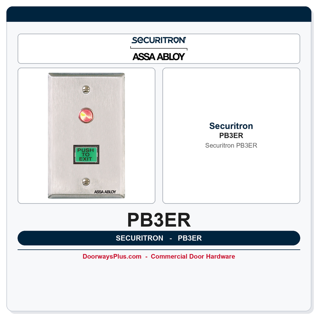 Securitron PB3ER Push Button - Surface Mount, Momentary