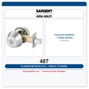 Sargent 487 Classroom Deadlock — Single Cylinder, LA Keyway | Commercial