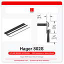 Hager 802S Nylon Brush Astragal | UL Fire Rated | Mill Aluminum | 84" or 96"