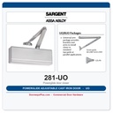 Sargent 281-UO Powerglide Cast Iron Door Closer – ANSI Grade 1, ADA, UL Fire Rated 3-Hour