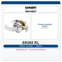 Sargent 65U65 KL Privacy Cylindrical Latchset — Grade 2 Commercial