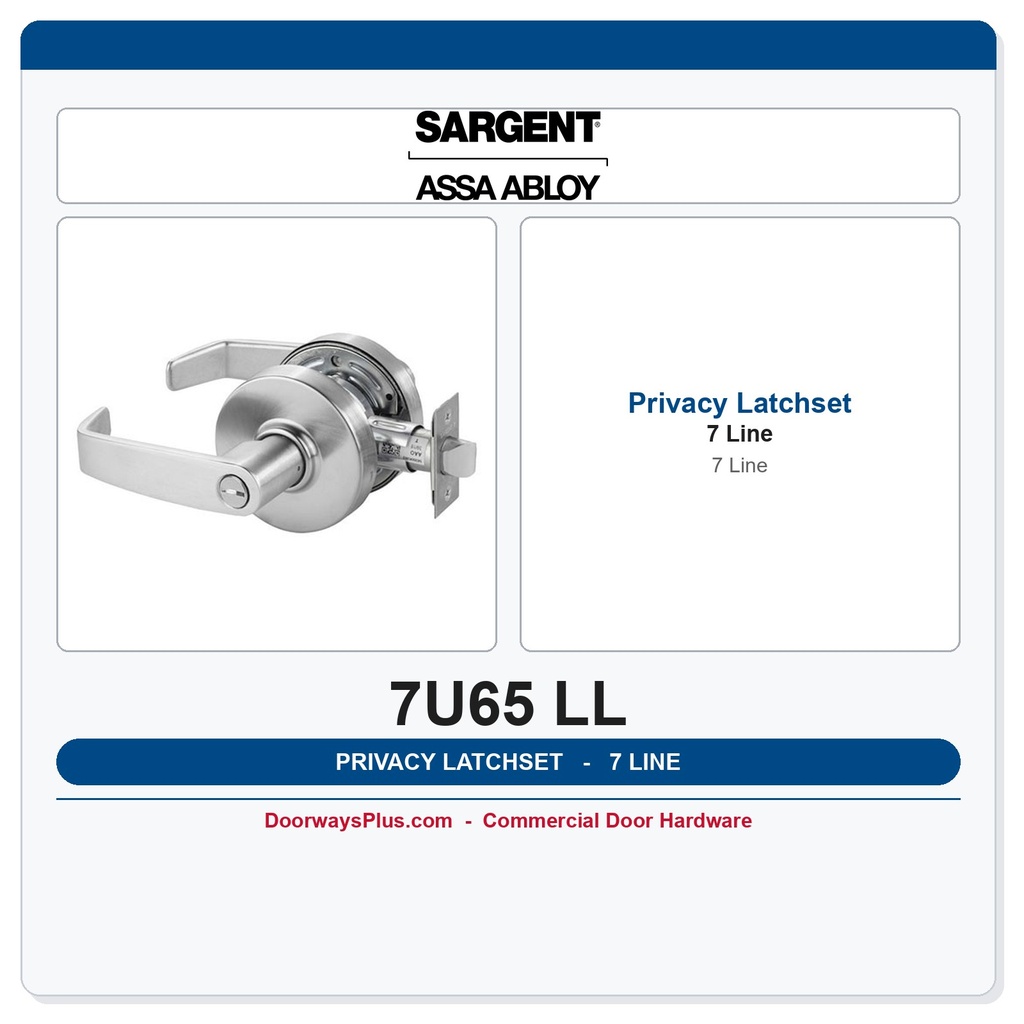 Sargent 7U65 LL Privacy Cylindrical Lever Lock – Commercial Grade