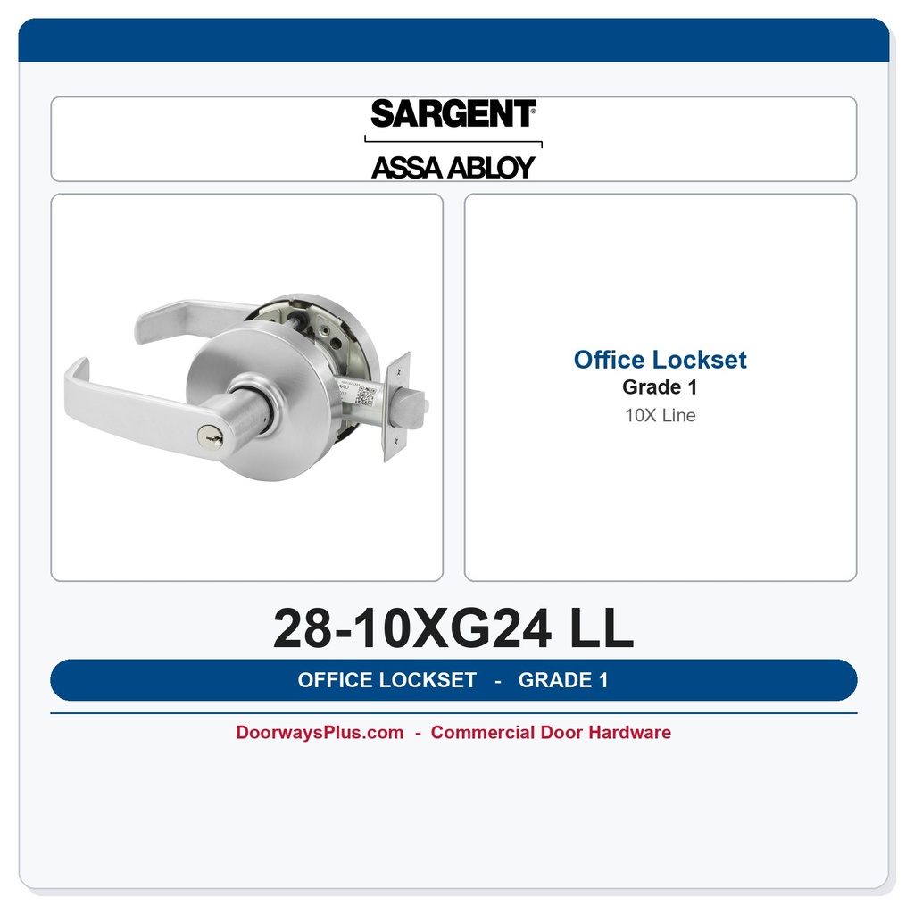 Sargent 28-10XG24 LL Entrance Lever Lockset | Grade 1 Commercial Cylindrical