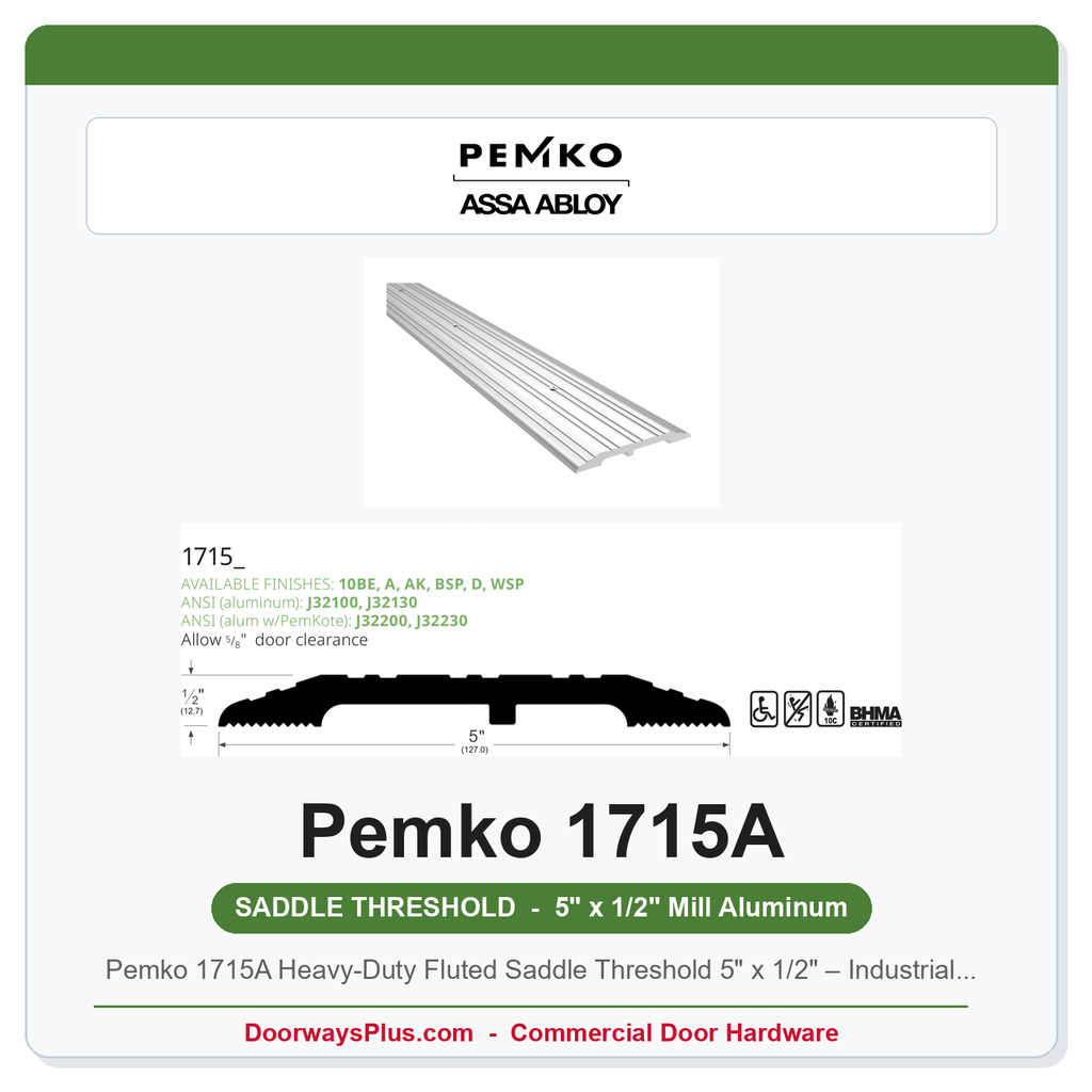 Pemko 1715A Heavy-Duty Fluted Saddle Threshold 5" x 1/2" – Industrial Nickel-Aluminum