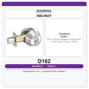 Accentra D162 Classroom Deadbolt, Single Cylinder, 2-3/4" Backset, Grade 1 US26D