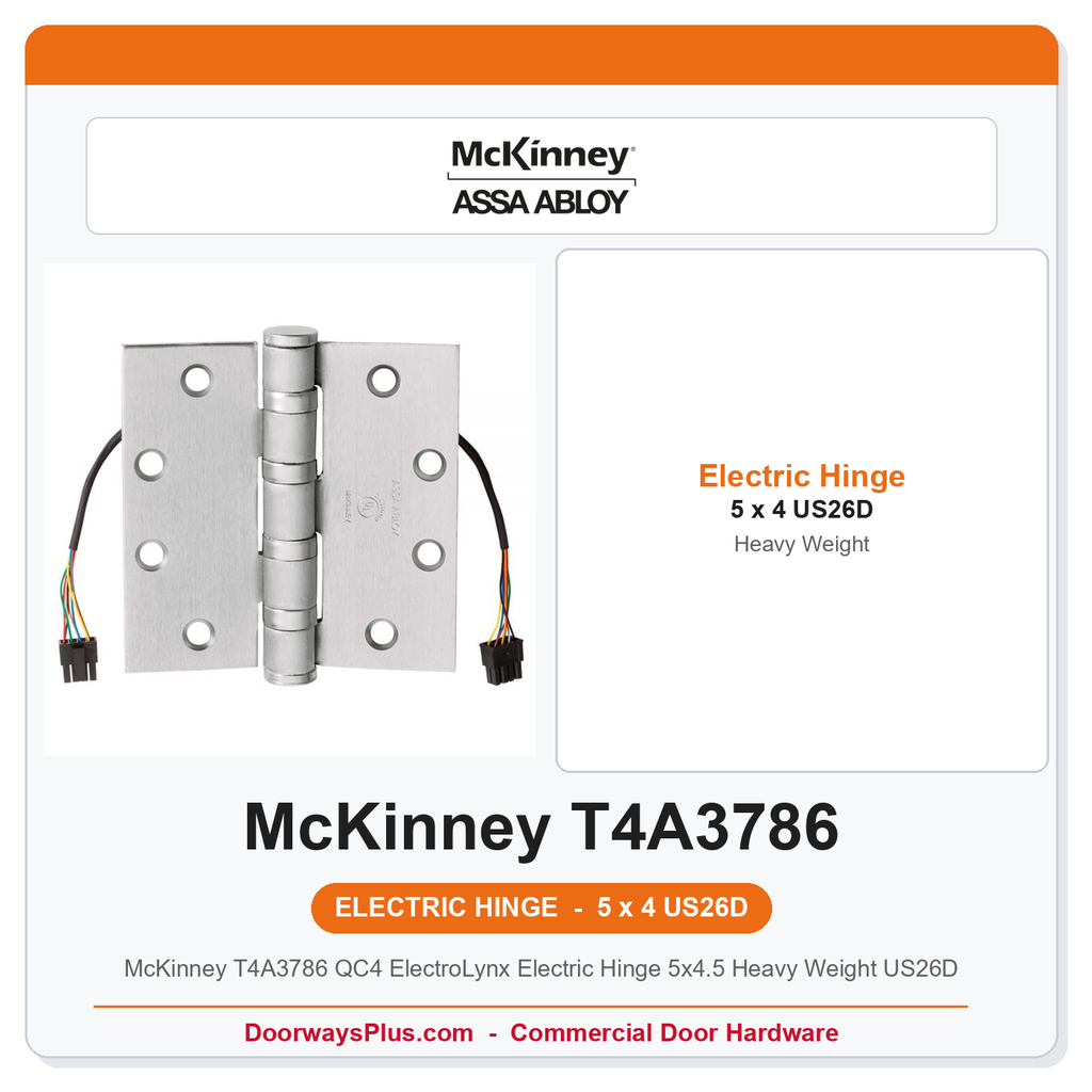 McKinney T4A3786 QC4 ElectroLynx Electric Hinge 5x4.5 Heavy Weight US26D