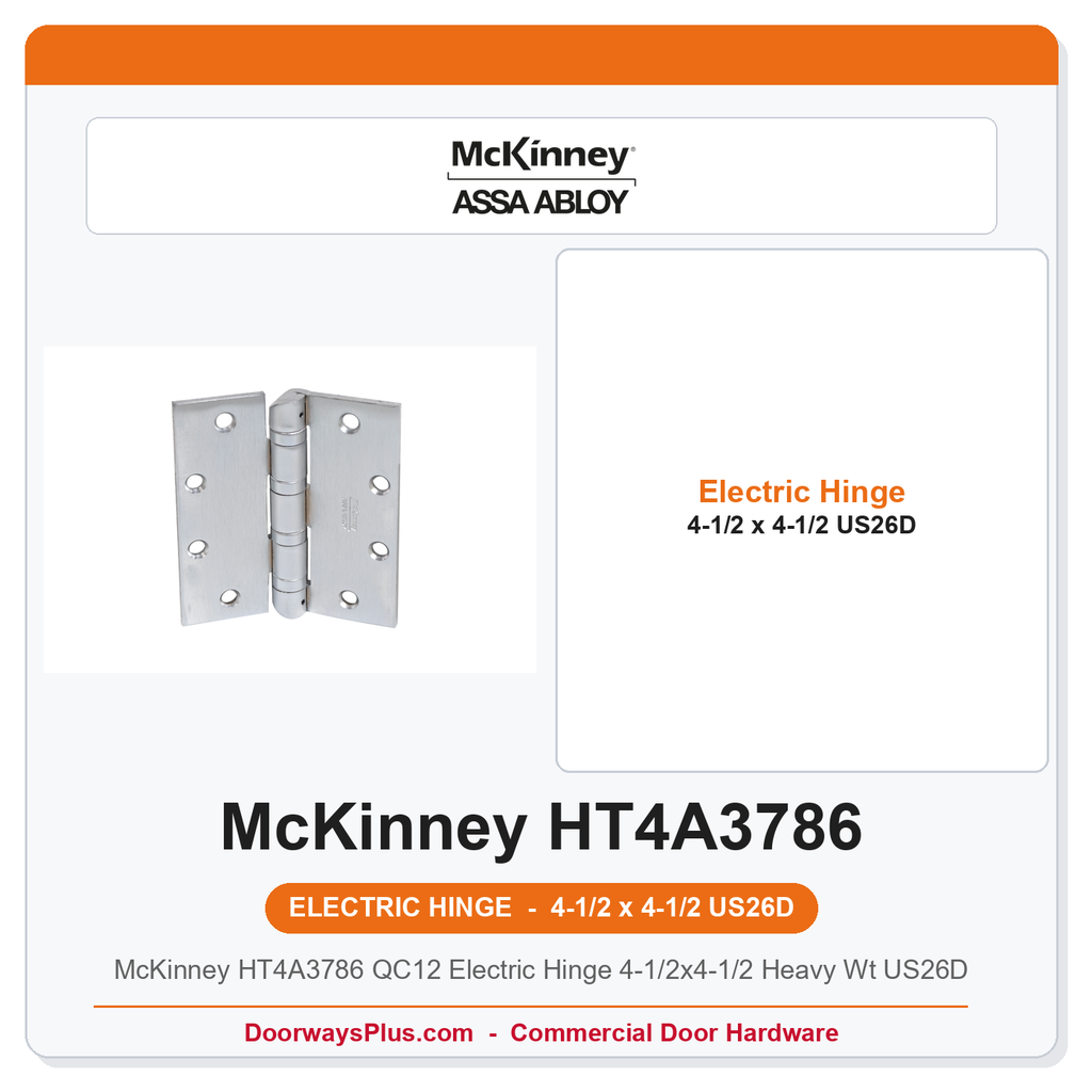 McKinney HT4A3786 QC12 Electric Hinge 4-1/2x4-1/2 Heavy Wt US26D