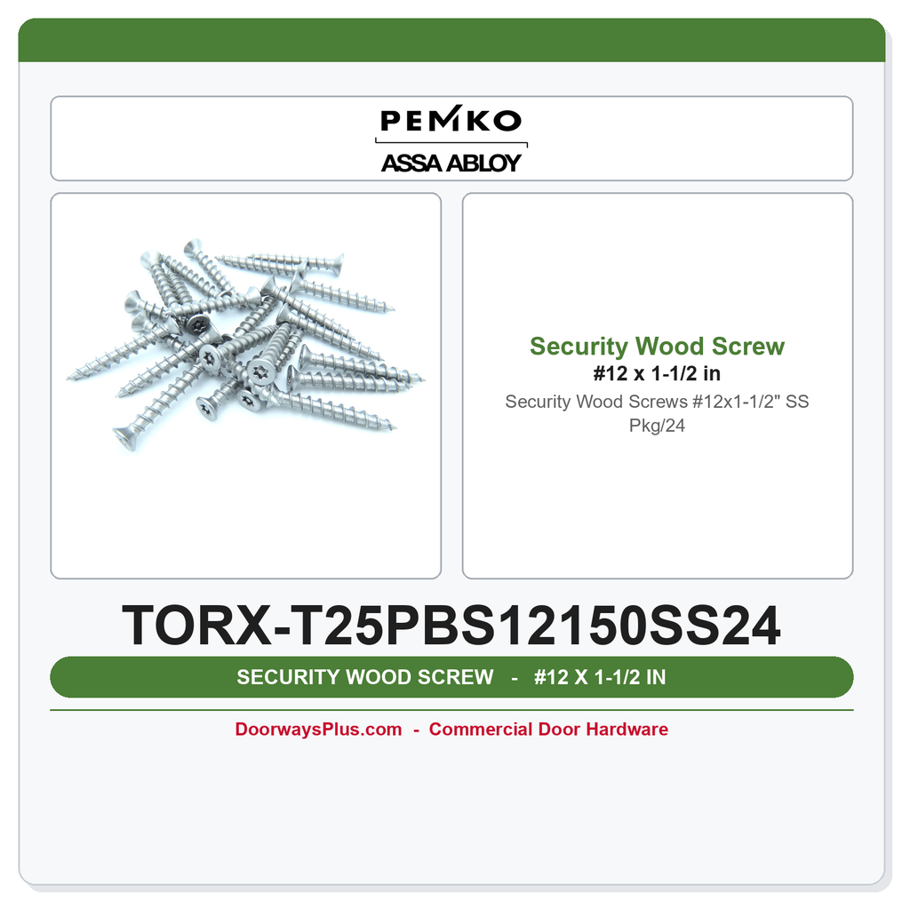 Markar TORX-T25PBS12150SS24 Security Wood Screws #12x1-1/2" SS Pkg/24