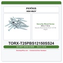 Markar TORX-T25PBS12150SS24 Security Wood Screws #12x1-1/2" SS Pkg/24
