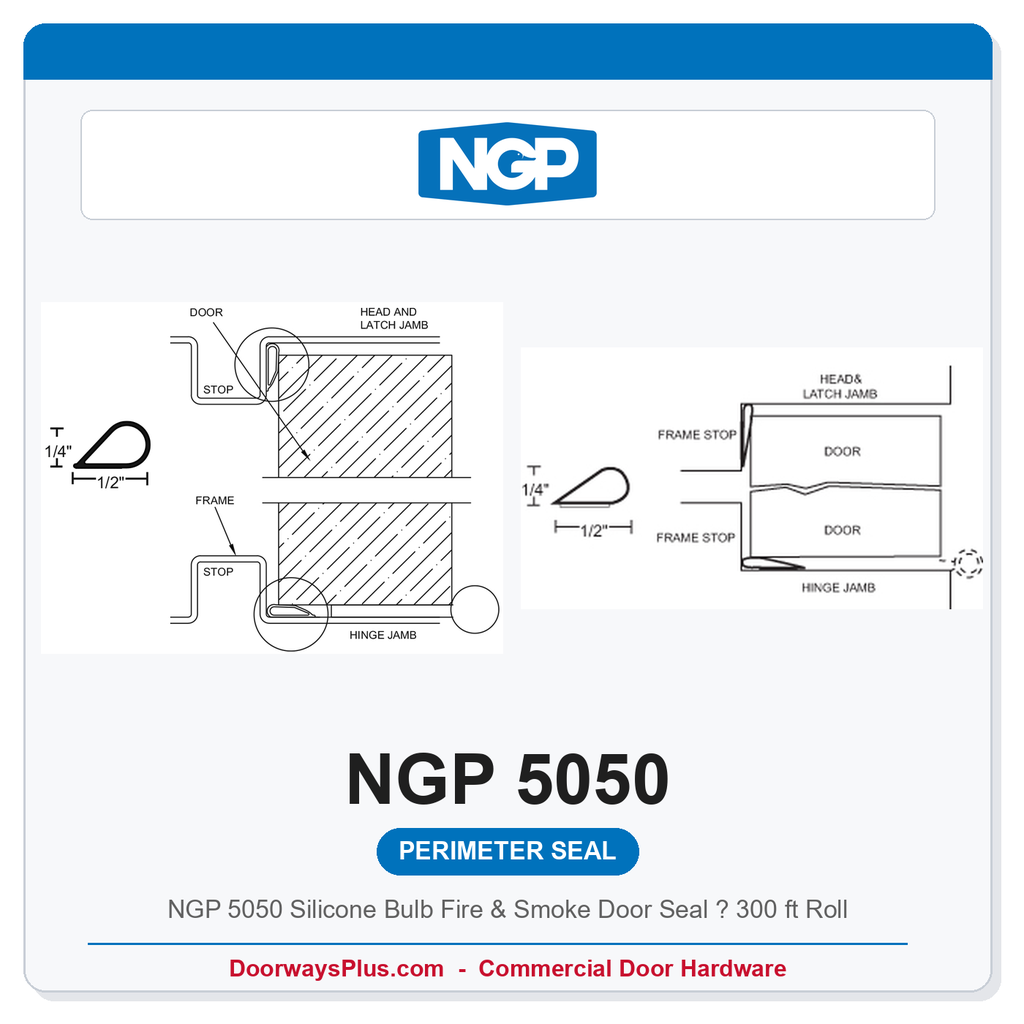 NGP 5050 Silicone Bulb Fire & Smoke Door Seal – 300 ft Roll