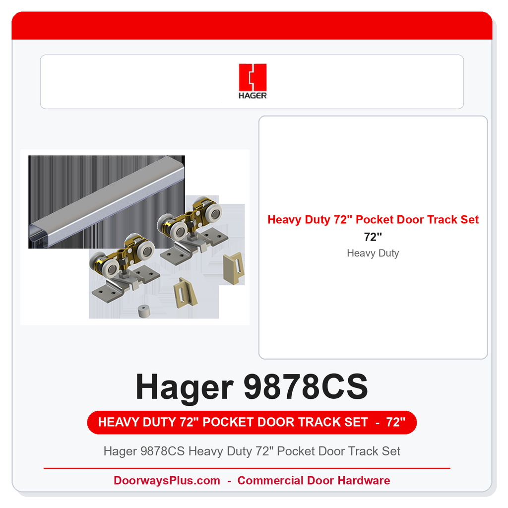Hager 9878CS Heavy Duty 72" Pocket Door Track Set