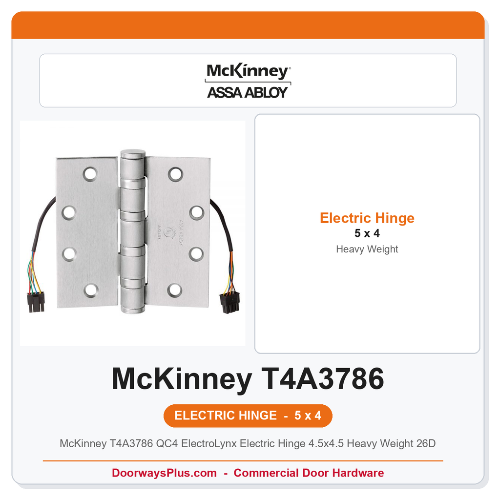 McKinney T4A3786 QC4 ElectroLynx Electric Hinge 4.5x4.5 Heavy Weight 26D