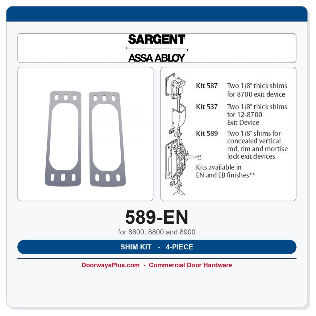 Sargent 589 EN Shim Kit for 8600, 8800 & 8900 Series Exit Devices