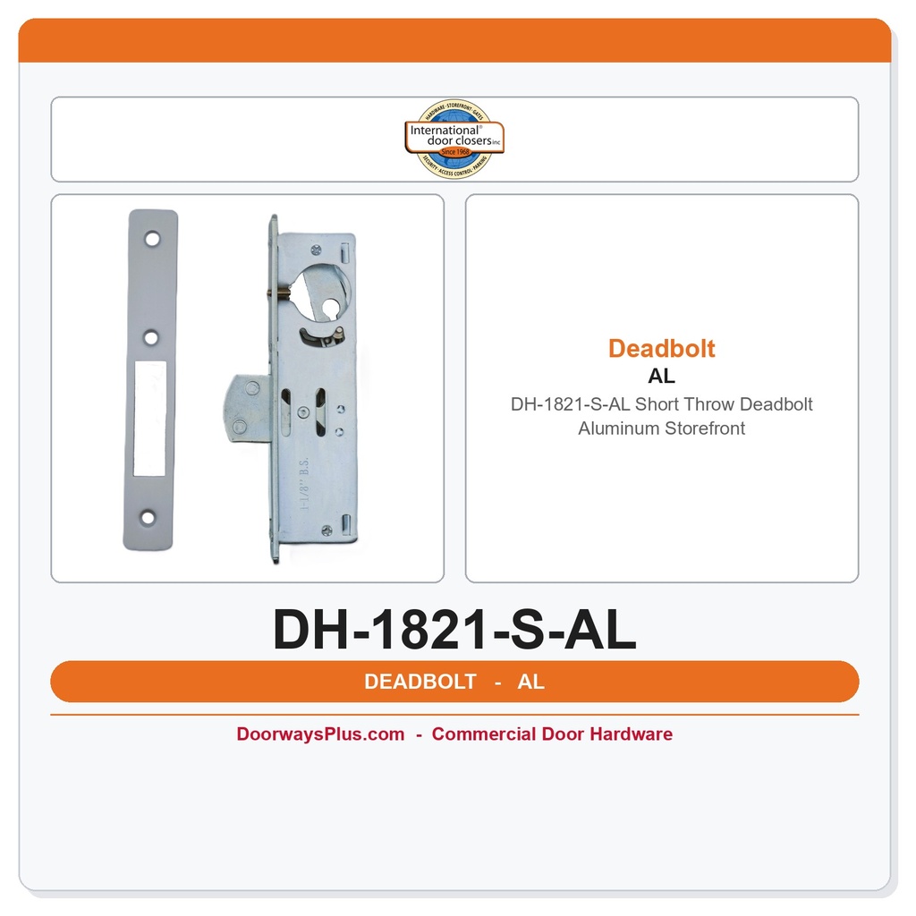 DH-1821-S-AL Short Throw Deadbolt – Aluminum Storefront