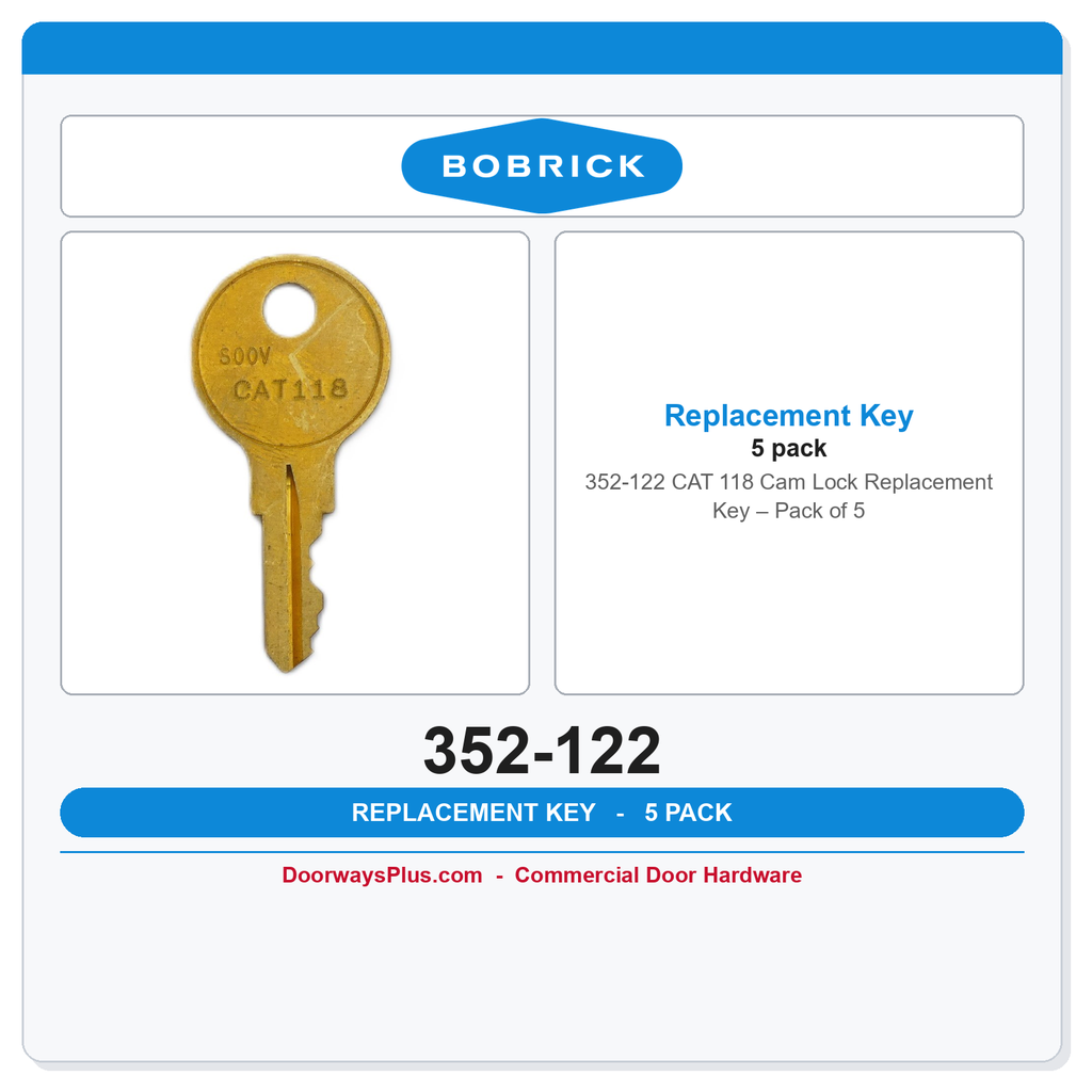 Bobrick 352-122 CAT 118 Replacement Key | Pack of 5