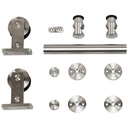 Hager 9432 Stainless Steel Barn Door Track Set and Hardware Kit with Round Rail Track and Top Mount Hangers for Wood Doors