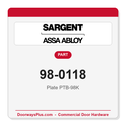 Sargent 98-0118 Plate PTB-98K