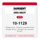 Sargent 10-1129 L Design Lever - Fixed core cylinder (Corbin Russwin 6/7-pin, Schlage 6-pin, Accentra 6/7-pin)