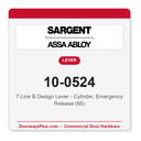 Sargent 10-0524 7-Line B Design Lever - Cylinder, Emergency Release (65)