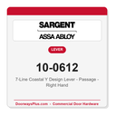 Sargent 10-0612 7-Line Coastal Y Design Lever - Passage - Right Hand