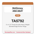 McKinney TA5792 5x4-1/2 Three-Knuckle Heavy Weight Beveled-Edge Anchor Hinge | Full Mortise