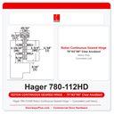 Hager 780-112HD Roton Continuous Geared Hinge — Concealed Leaf Heavy Duty Clear Anodized Aluminum 79/83/95"