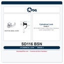 PDQ SD116 BSN Grade 2 Office Entry Cylindrical Lever Lockset | ANSI F109