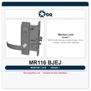 PDQ MR116 BJEJ Mortise Lockset | Grade 1 Entry Function, US32D Satin Stainless