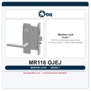 PDQ MR116 OJEJ Mortise Lockset | Entry Function, Grade 1, US32D Satin Stainless