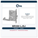 PDQ MR260 LJSJ Mortise Lockset – Faculty Restroom w/ Deadbolt & Occupancy Indicator, Grade 1, US32D