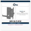 PDQ MR136 PJEW Wide Escutcheon Mortise Lockset – Grade 1 Dormitory/Exit Function, US32D Satin Stainless