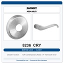 Sargent 8236 CRY Trim Closet Mortise Lockset | LA Keyway, Grade 1 Commercial