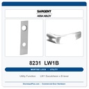 Sargent 8231 LW1B Trim Utility Mortise Lockset | LA Keyway, Grade 1 Commercial